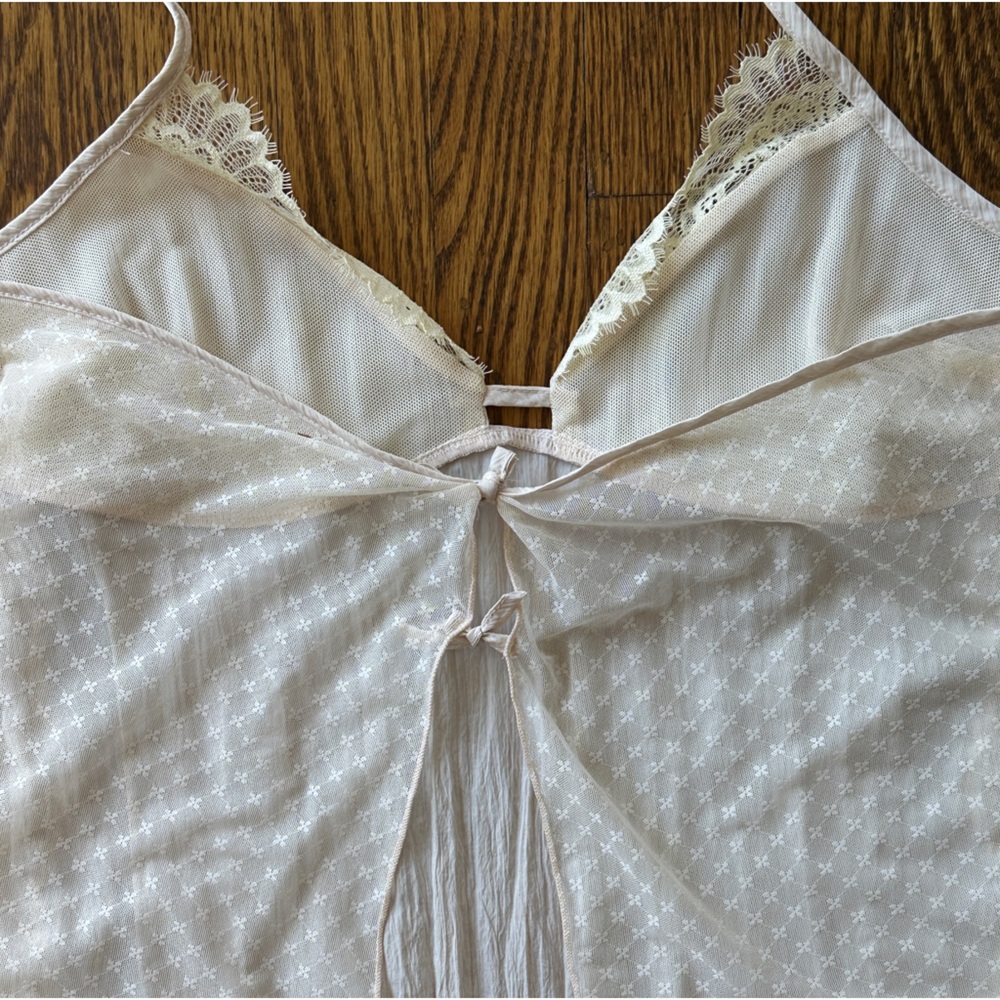 Free People Lace-Trim Halter Cami Tank Top - Cream - Picture 4 of 5